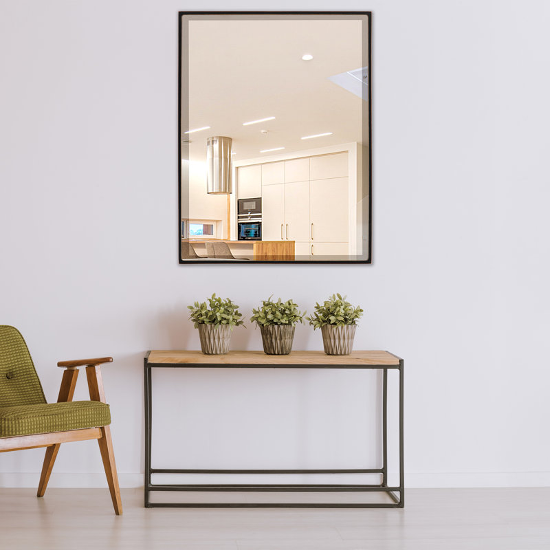 Bugarin Rectangle Mirror, 24.62" H x 36.62" W, Rubbed Black