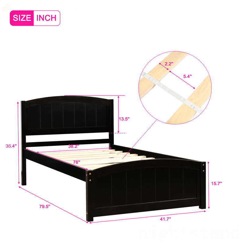 Lit plateforme en bois avec tête de lit, Espresso