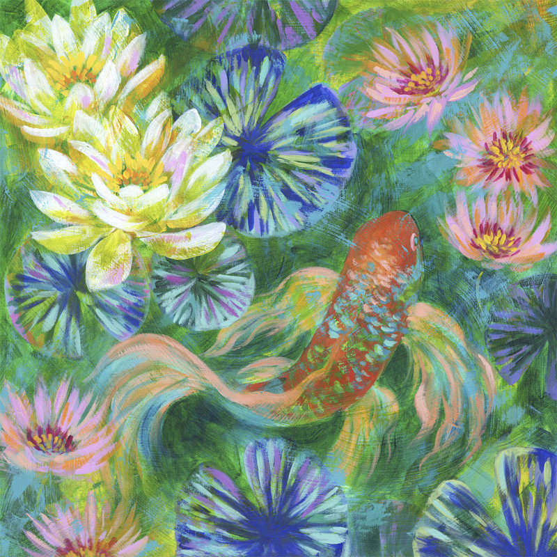 «Water Series As in a Dream» par Julie Francisco - Peinture, H 12 po x l 12 po