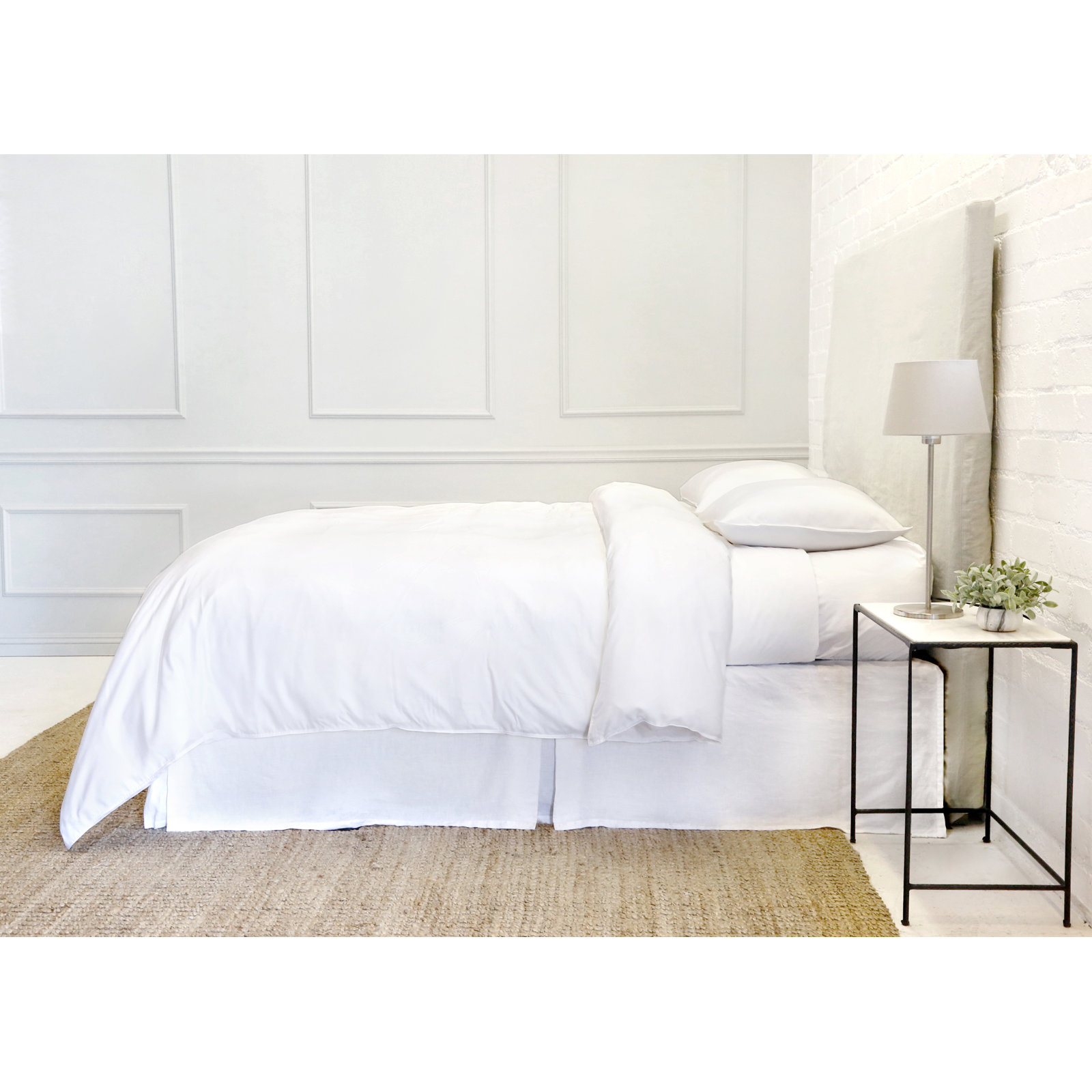 Parker Duvet Cover Set, Linen, Queen Duvet Cover + 2 Standard Shams, White