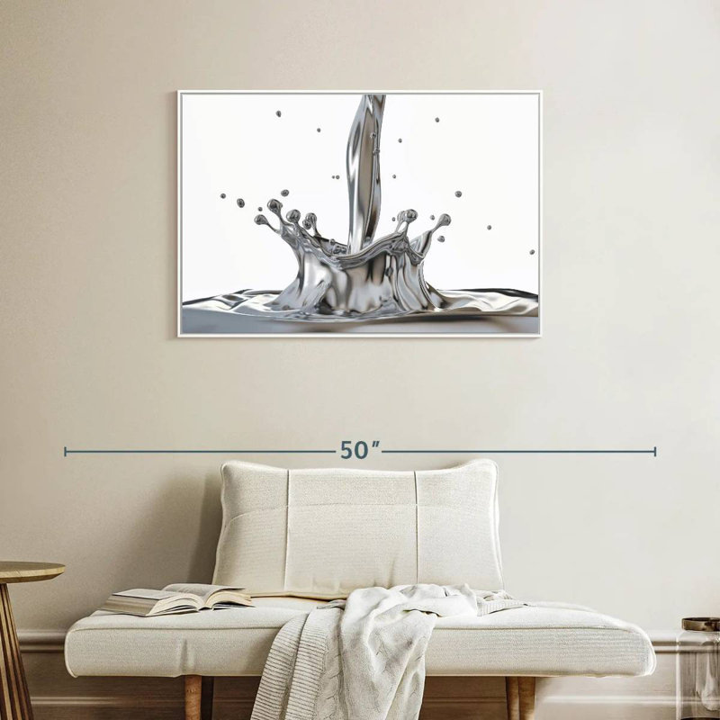 Éclat d'argent liquide, Cadre flottant blanc, 37 po x 25 po