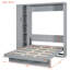 Lit escamotable double pleine grandeur avec tablettes, garde-robe et lumières DEL, gris