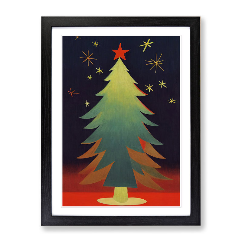 Christmas Tree Design - Single Picture Frame Print, 64cm H x 46cm W, Walnut Framed