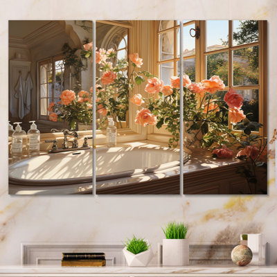 " Bathroom Sunlit Morning I " 3 Piece Art Mixed Media Print