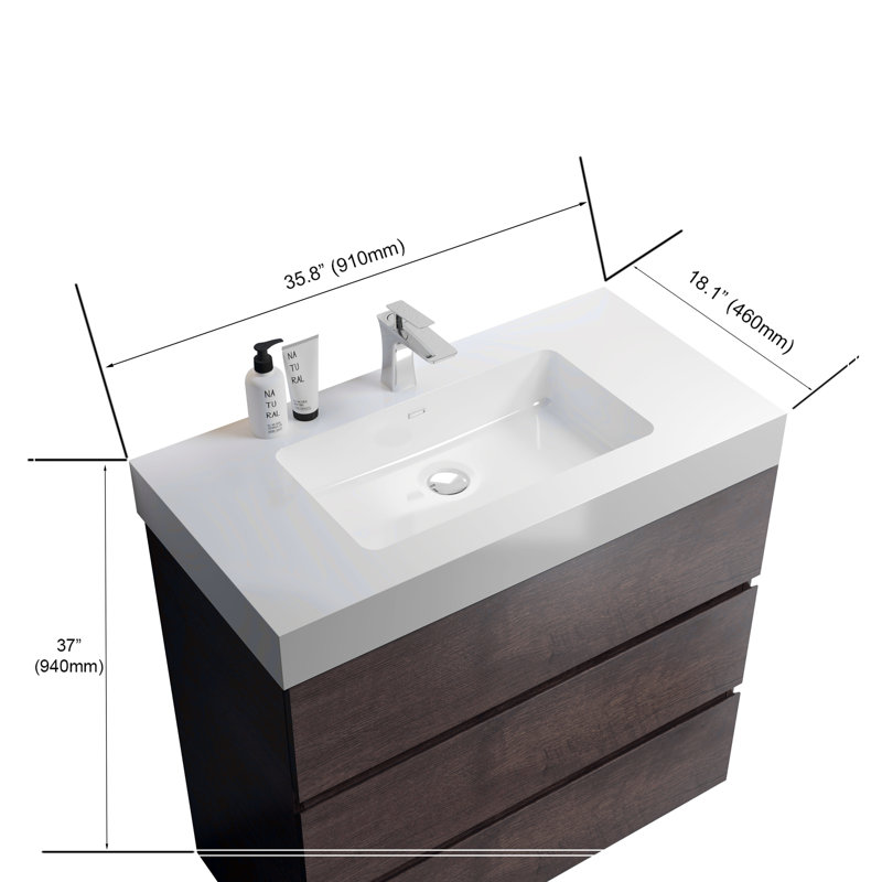 Meuble-lavabo autoportant avec grand lavabo et rangement