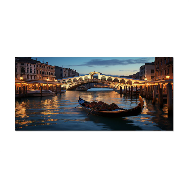 Italie, pont du Rialto Ponte II - Italie, art mural, Toile tendue, H 28 po x l 60 po x P 1,5 po