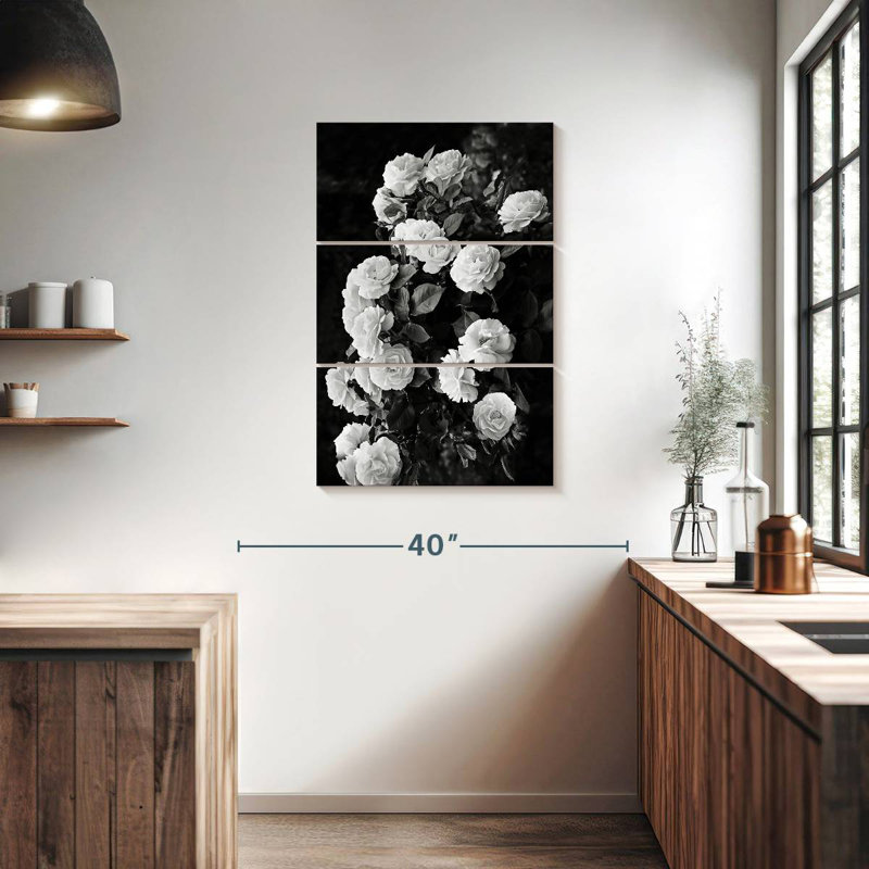 Monochrome Rose Bush, 38" H x 24" W