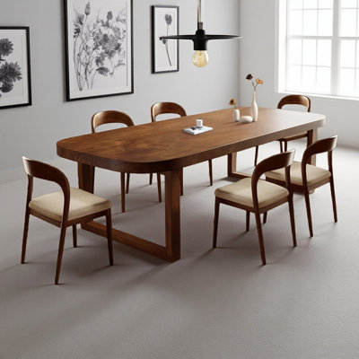 Modern Rustic Solid Wood Rectangular Dining Table Set