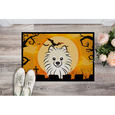 Tapis de porte d’extérieur anti-dérapant halloween poméranie