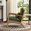 Linen Armchair with Lumbar Pillow, Solid Wood Frame Accent Chair, Cosy Reading Chair for Living Room-517817553