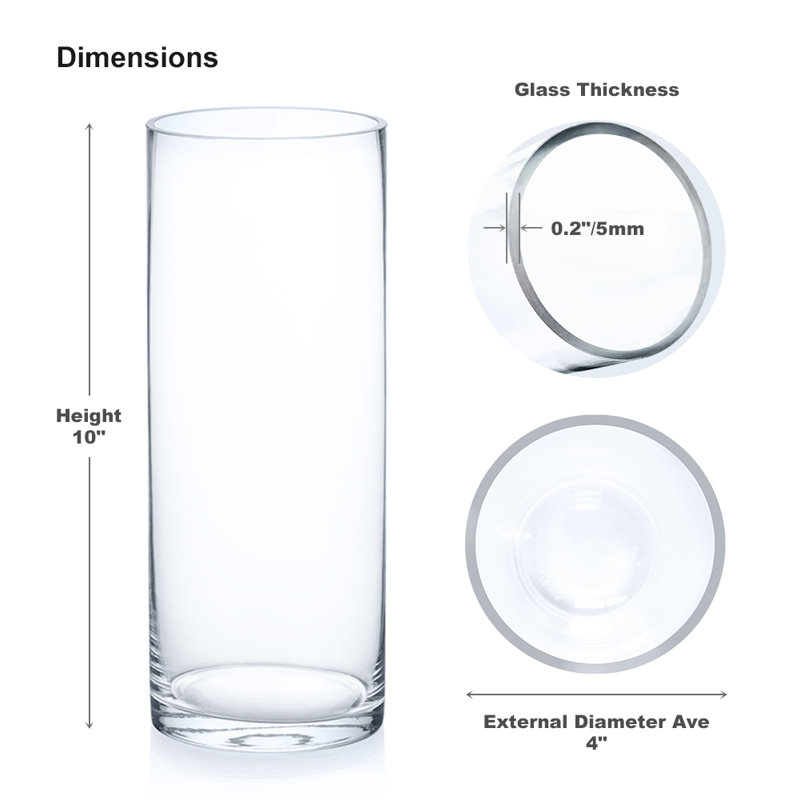 Vase en verre transparent, H 10 po x l 4 po x P 4 po