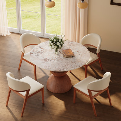 Ensemble de salle à manger 3/5 pièces, table de coin repas imitation marbre pour 2/4/6 personnes, style bistro, avec chaises en cuir rembourrées, préassemblé