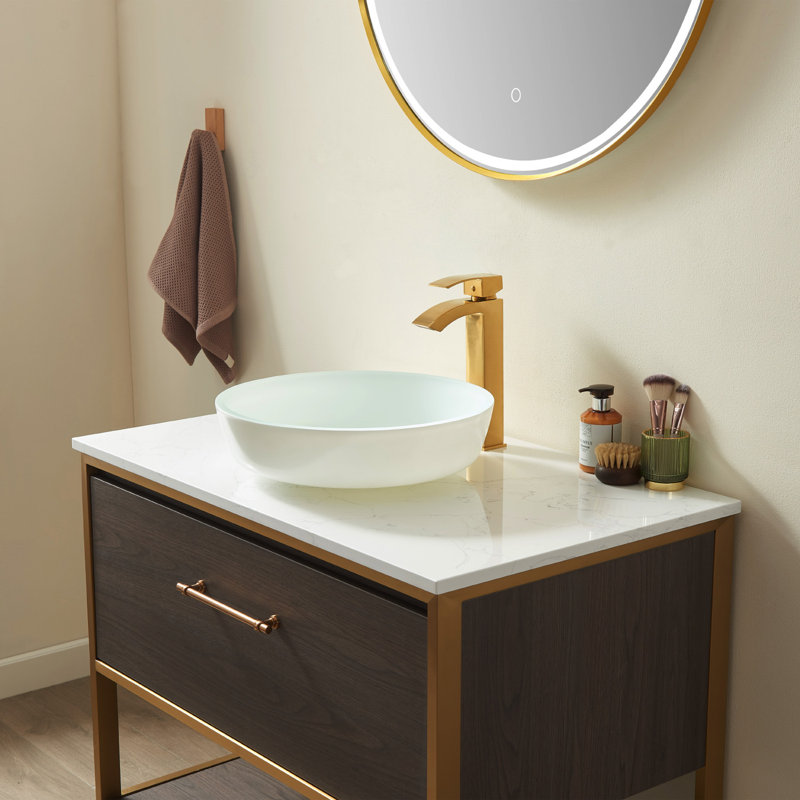 Matte Black Round Glass Bathroom Vessel Sink Bowl