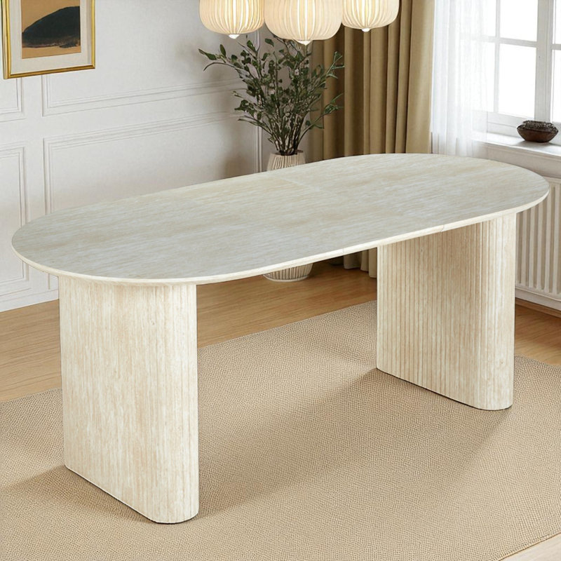Extendable Dining Table With 2 Removable Leaves, White Oak