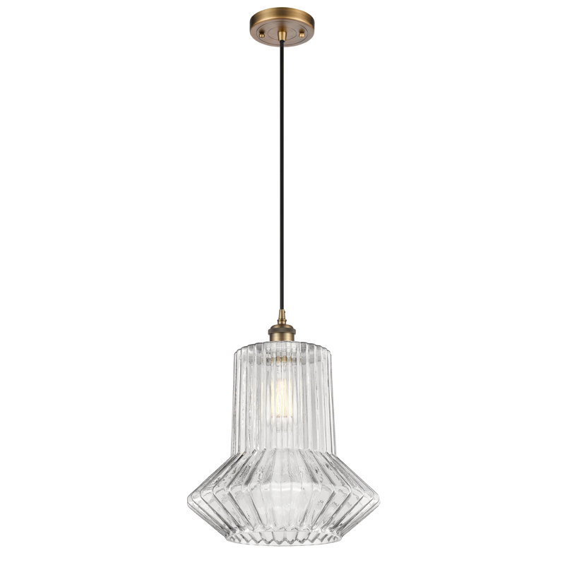 Luminaire suspendu simple géométrique 1 lumière Montrose, Laiton brossé, Incandescent