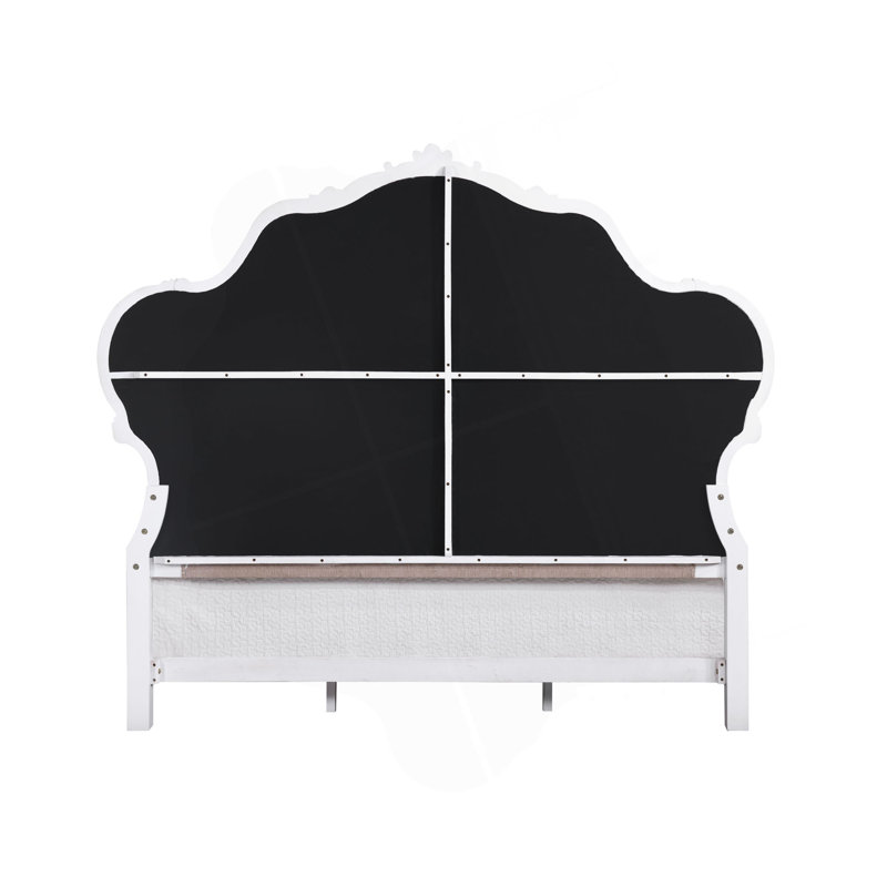 Lit en tissu Latisha et finition blanche, Grand lit