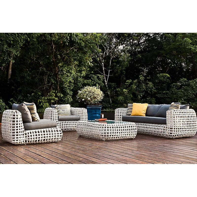 Matilda Outdoor Lounge Chair, Spectrum Dove/Violetta Baltic, Whitewash