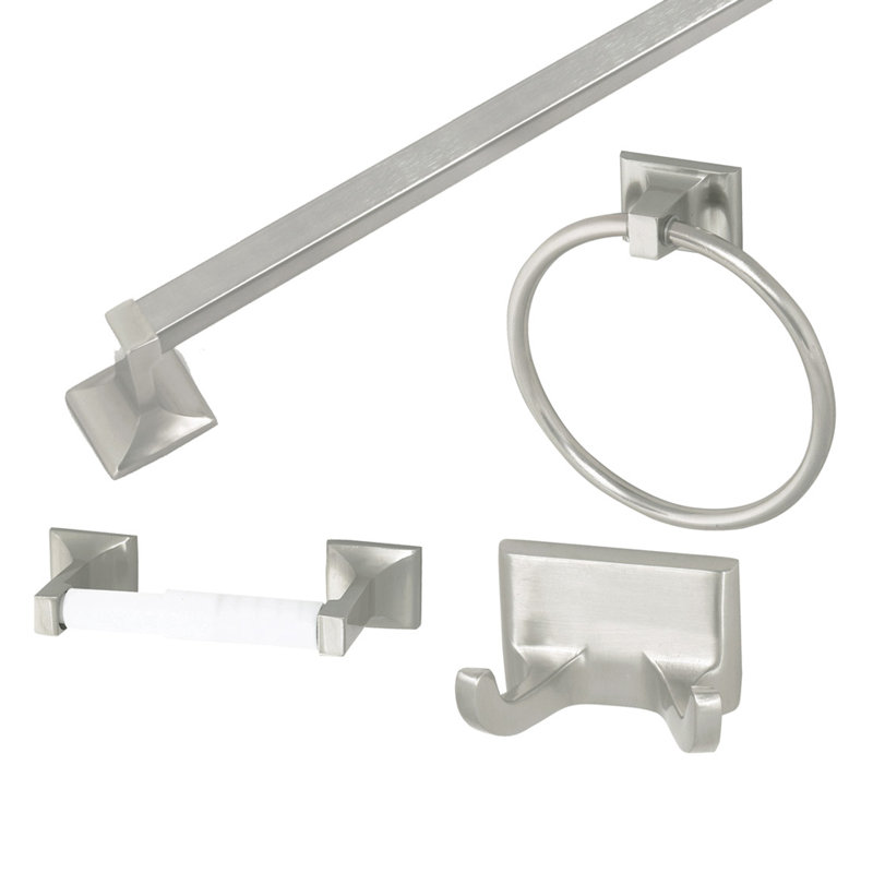 Lorinda 4 - Piece Bathroom Hardware Set, Satin Nickel