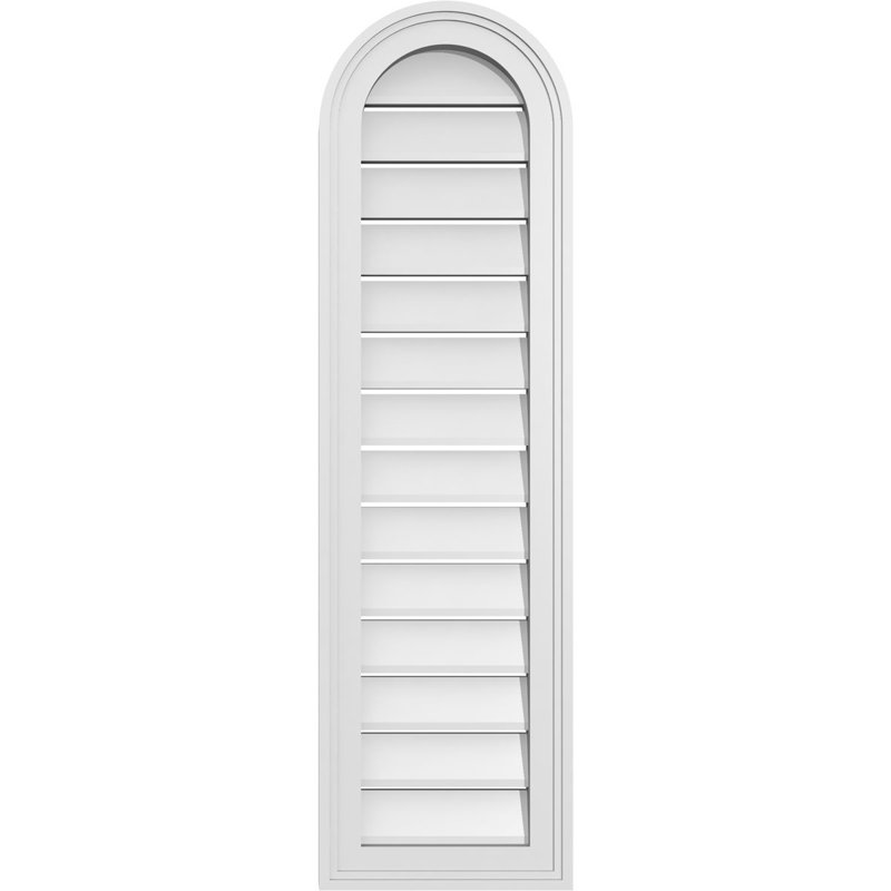 Round Top Surface Mount Signature Urethane Functional Gable Vent, Primed Tan, 42" H x 12" W x 1.5" D