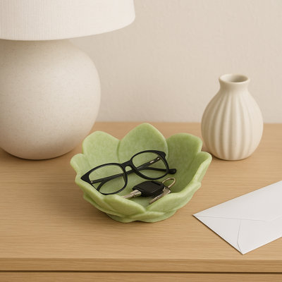 Bol décoratif décoratif inspiré des fleurs de lotus pour décoration intérieure - Bol décoratif moderne pour chambre, table d'appoint ou entrée - 6 po