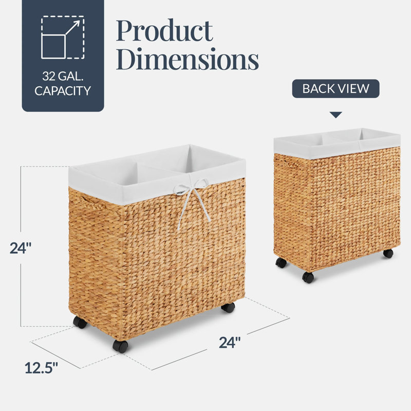 Large Double Laundry Hamper, Natural