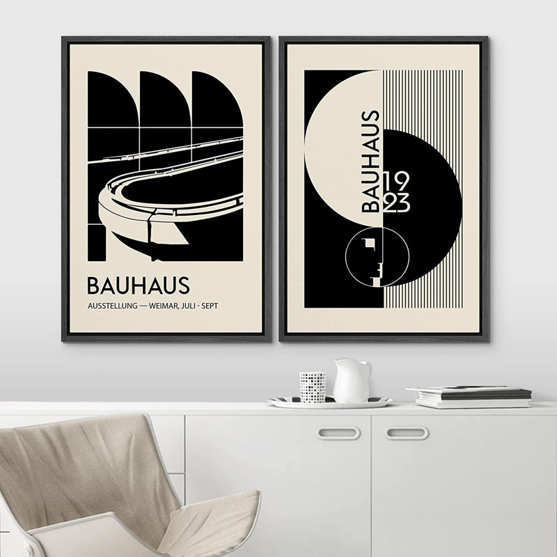 Art classique, blocs de couleurs, impression sur toile, ensemble d'art mural Bauhaus, Noir, H 36 po x l 48 po x P 1,5 po