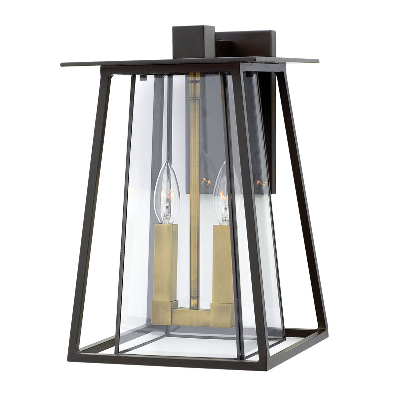 Walker 2-Light Outdoor Wall Lantern, Incandescent, Buckeye Bronze/Yellow