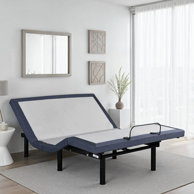 Full Adjustable Bed Base With Head And Foot Adjustments, Relaxing Massage, - Snore Function, 3 In 1 Legs, Connectivity. Blue Gray Range Movement, Body 2 Programmable Positions, Remote Flashlight.
