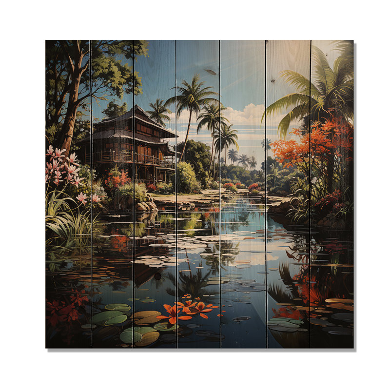 Asian Art Bali Bliss On Wood Print, H 15 po x l 15 po x P 0,78 po