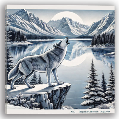 «Echoes of the Wild: Howling Wolf», reproduction d'art sur toile