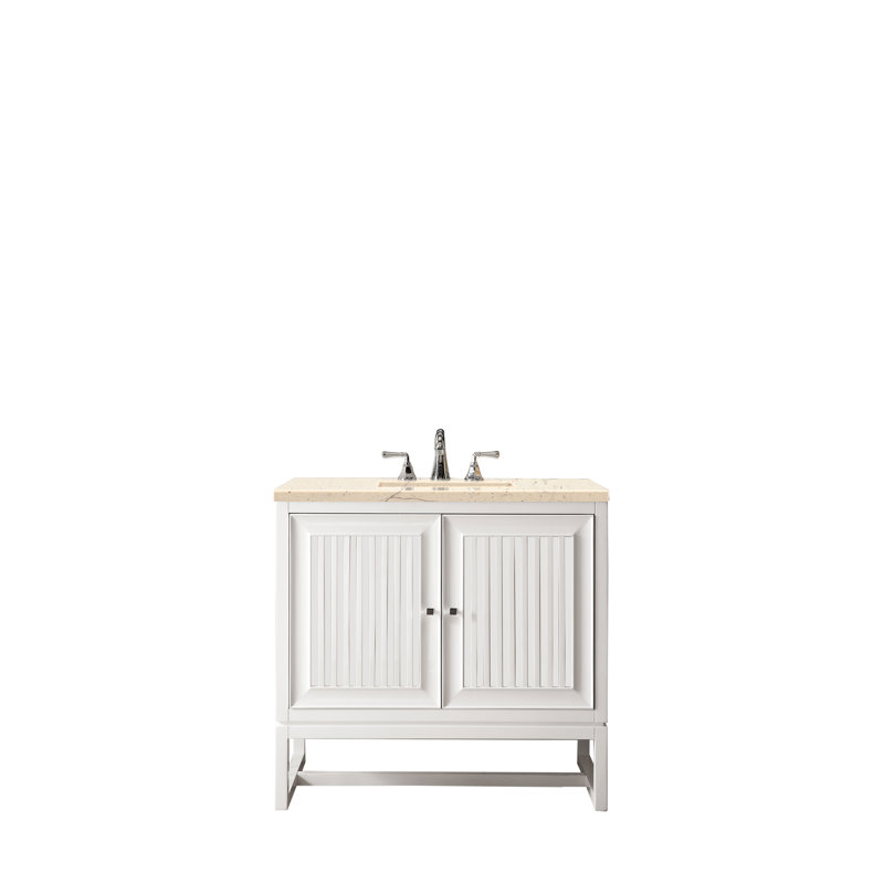 Athens 36'' W Single Vanity, Carrara White, Glossy White, 8" Widespread
