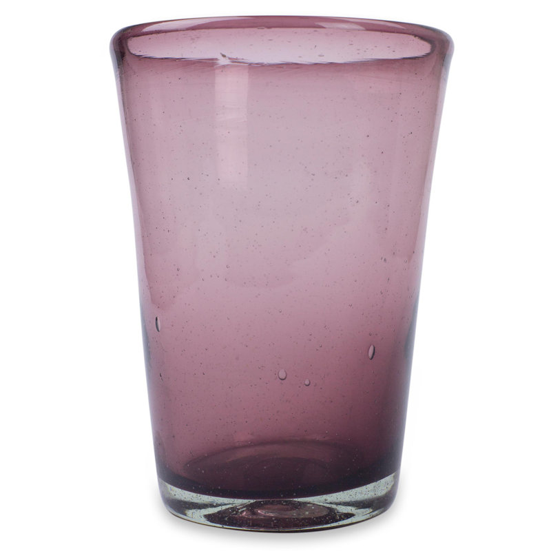 Verre mauve recyclé soufflé à la main mauve
