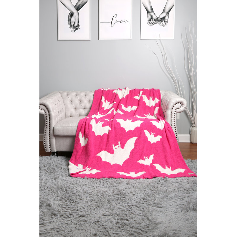 Jeté de luxe à motif d'Halloween - Fuchsia, Fuchsia, L 60 po x l 50 po