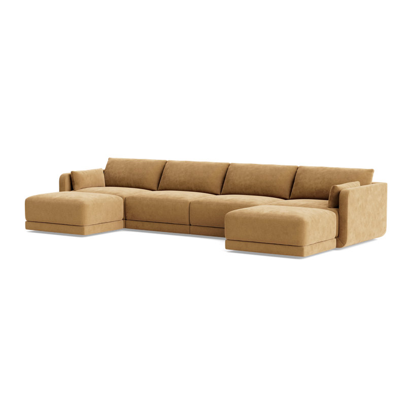 Eva Sectional, Performance Velvet - Nutmeg