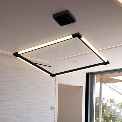 Atria 24-in Integrated LED Height Adjustable ETL Certified Square Chandelier with Rotating Axes
