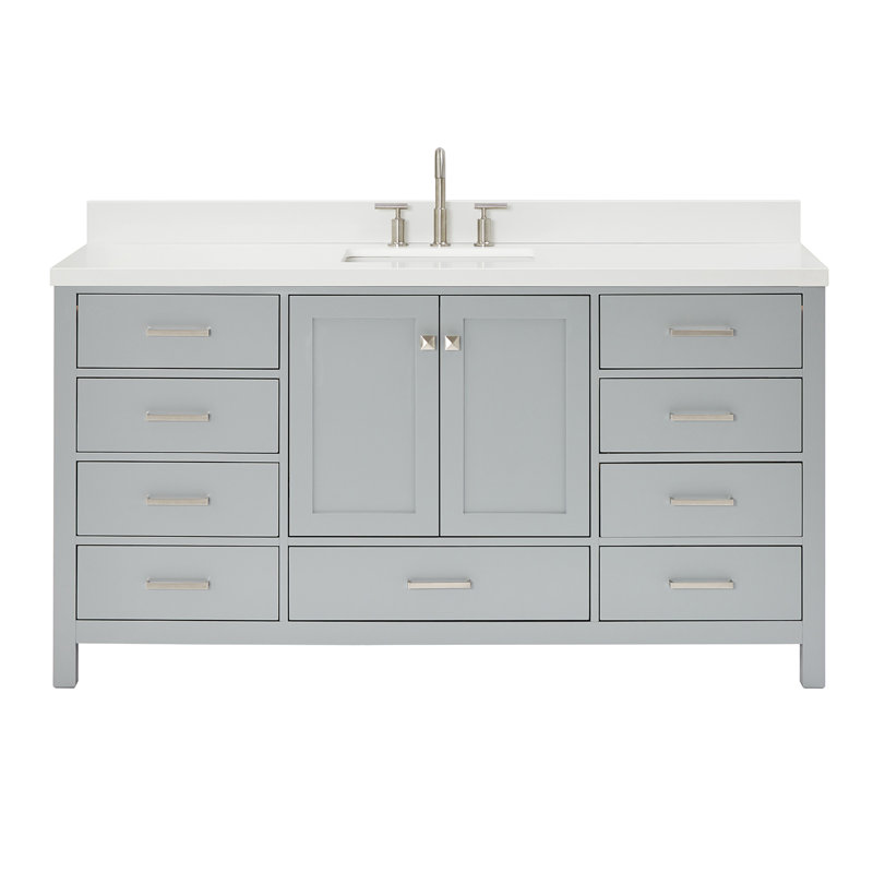 Meuble-lavabo simple 67 po avec dessus Cambridge, Gris, Rectangular