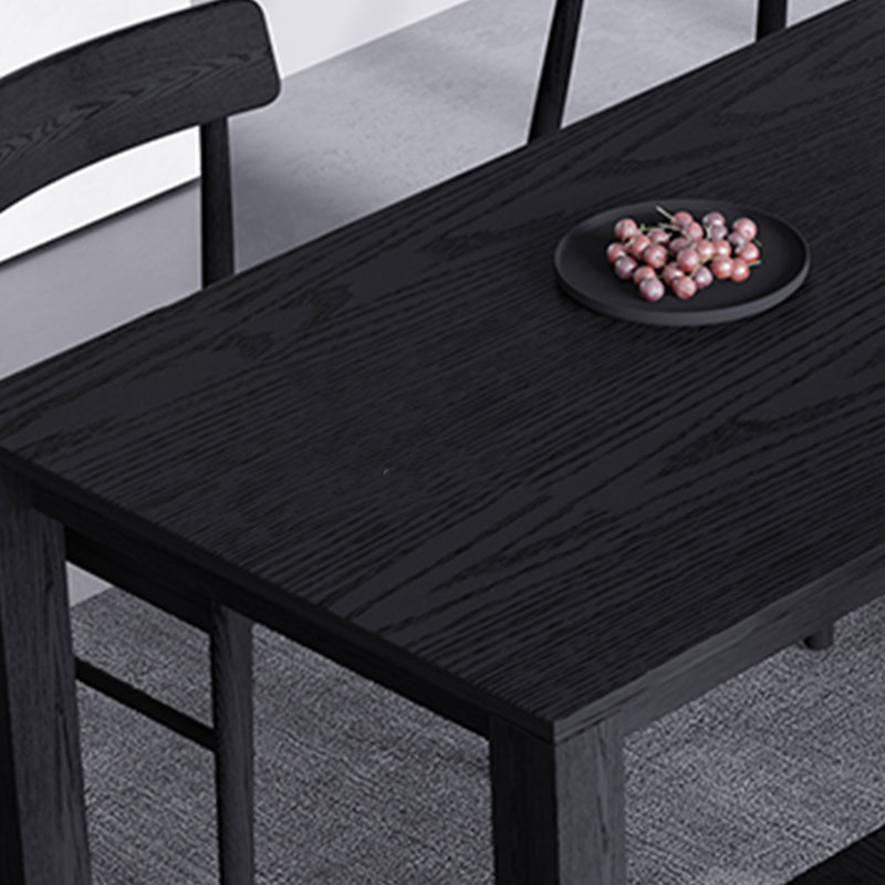 Black solid wood dining table rectangular home, 29.53"H x 86.61"L x 35.43"W
