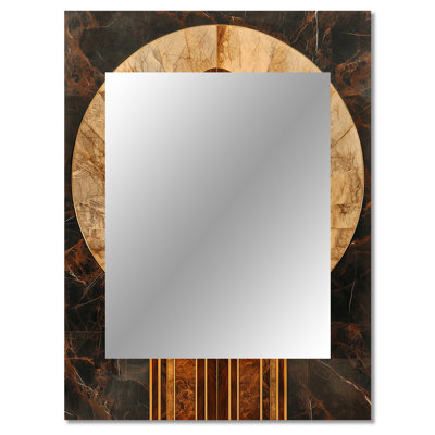 Mosaic Walnut Essential Forms I - Modern Wall Mirror, Modern Decorative Mirror, Printed Metal Art