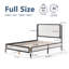 Full Size Bed With White Boucle Fabric Headboard,Champagne Silver+Black Frame-386172954