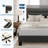 Adjustable Headboard Bed Frame - Linen Upholstered Platform Bed with Wood Slats, Dark Grey-391003777