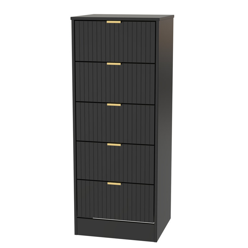 Barriner Bedside Table, Deep Black/Black Matt