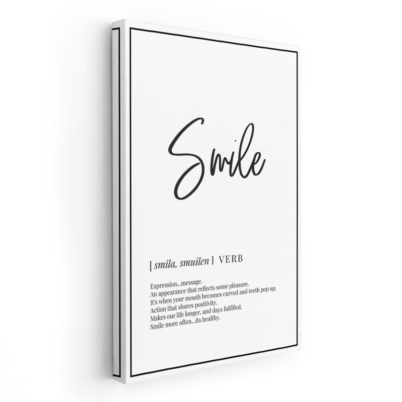Art mural, impression sur toile, définition de sourire, H 24 po x l 16 po