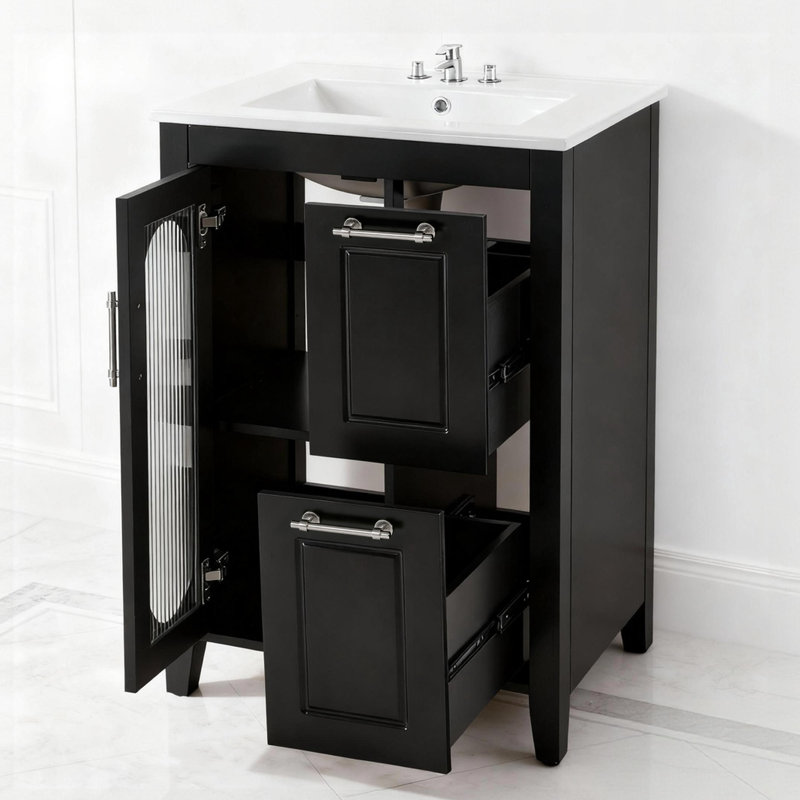 Pelaga 24 Inch Bathroom Vanity With Sink, Black