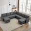 Canapé modulaire 107,3 po avec accoudoirs noirs et repose-pieds mobile pour 9 personnes Lyles-109867534