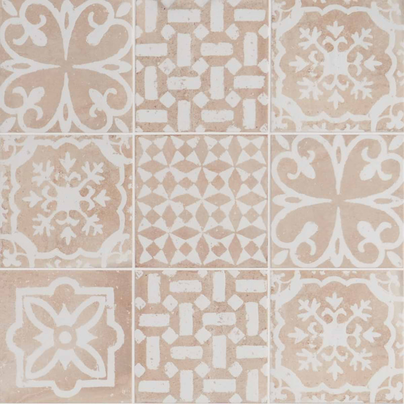 Angela Harris Mediterra Kasma Terra Crema Decor 8X8 Matte Porcelain Tile