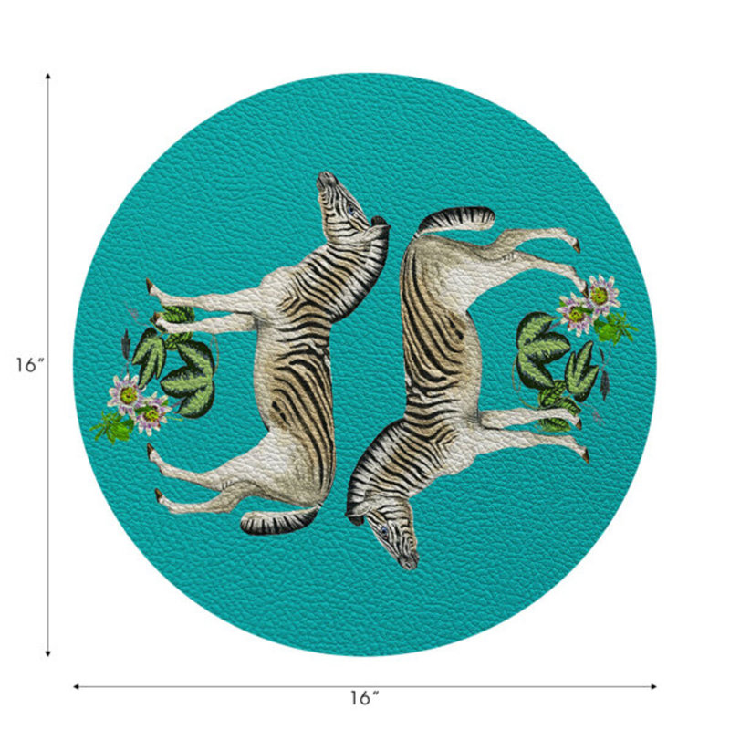 Zebra Seeing Double Placemat, Teal