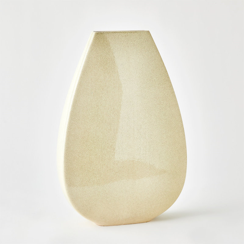 Giant Teardrop Vase-Butter Crackle-Sm, 24.5" H x 16" W x 5" D