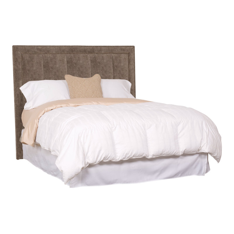 Hillary/Hank Queen Nailhead Upholstered Panel Headboard, Nadia Earth, Yes