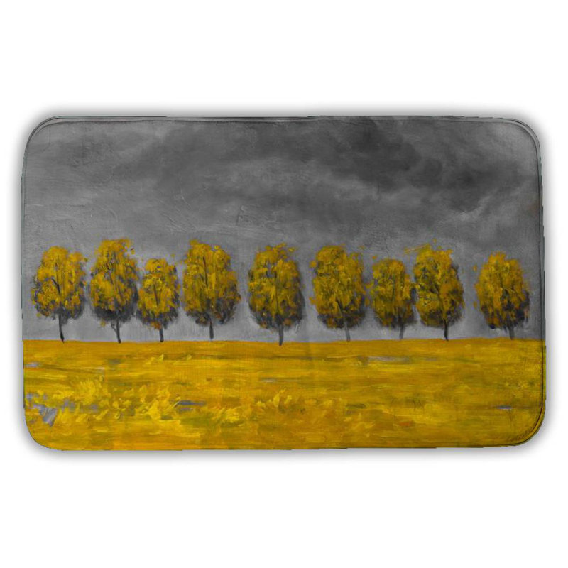 Trees in a field Bath Mat with Non-Slip Backing - Quick Dry Memory Foam Bathroom Rug - Absorbent - Modern Plush Spa-Style - Machine Washable