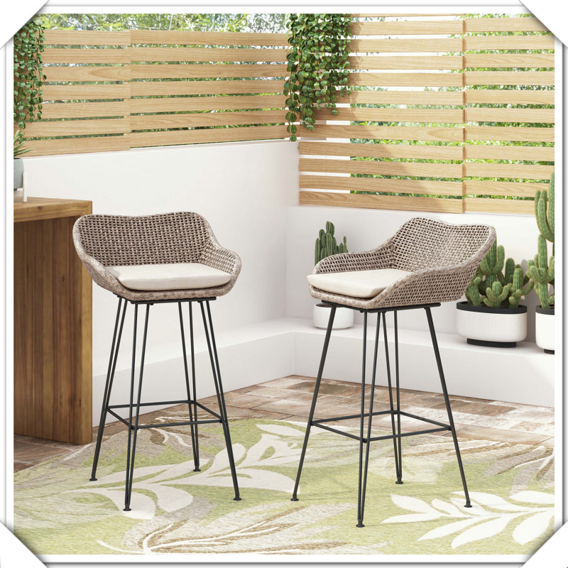 Ensemble de 2 tabourets de bar en rotin PE Robuste, durable, élégant, pratique et polyvalent